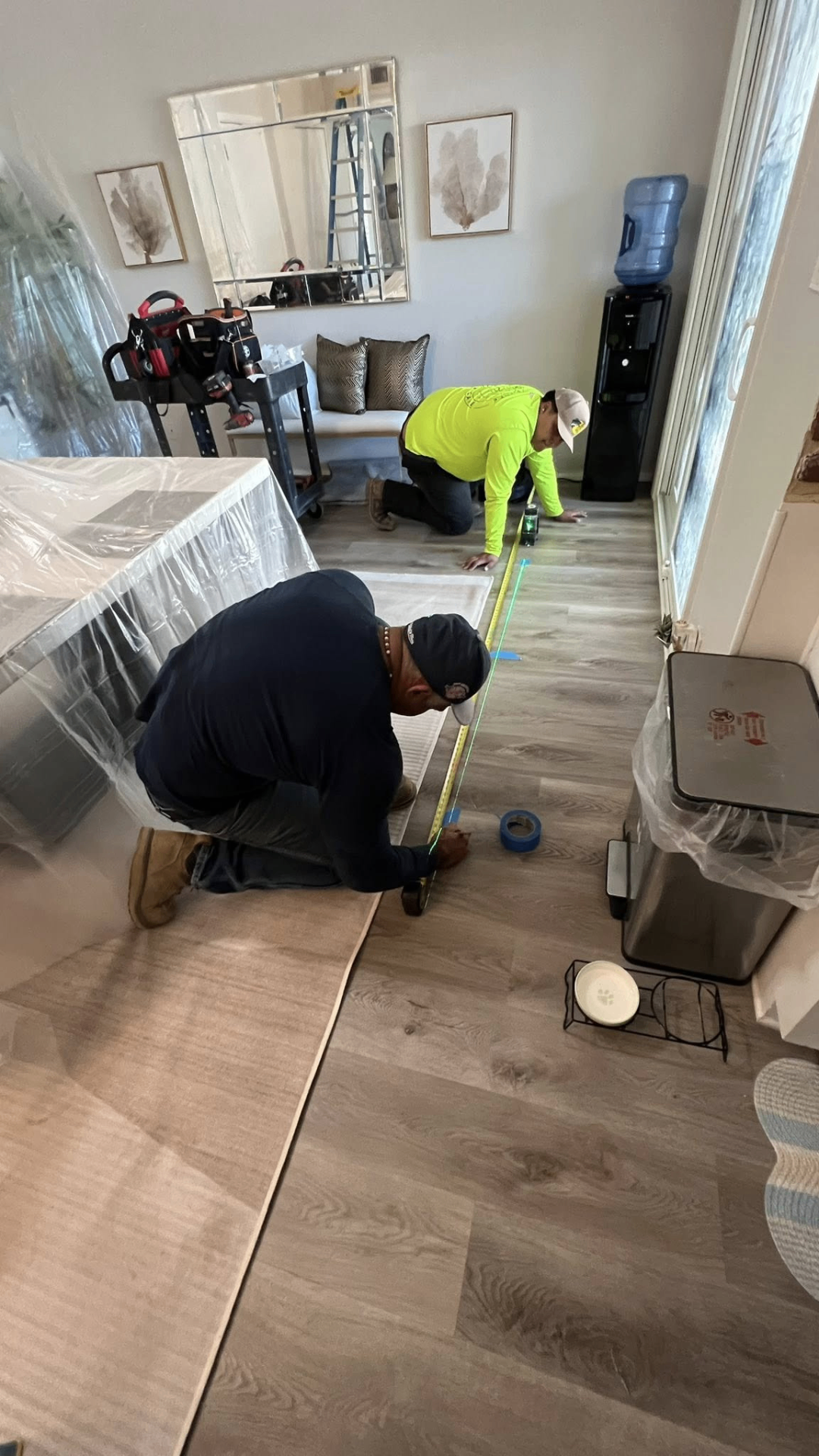 Floor measurement and prep — interior work